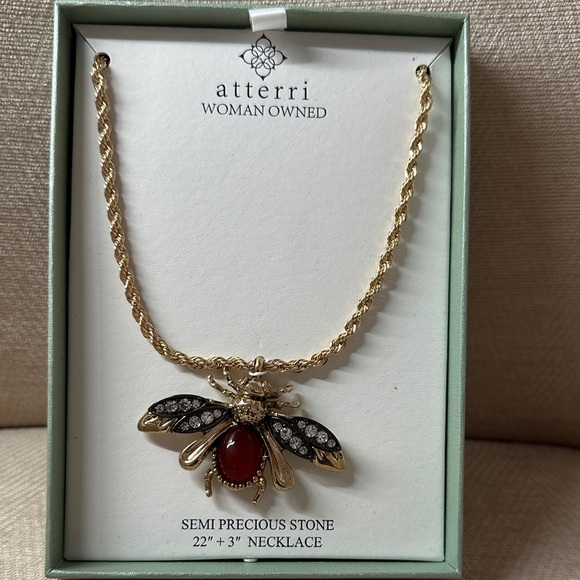 atterri Gold and Black Bee Necklace with Red Accent - Picture 1 of 4